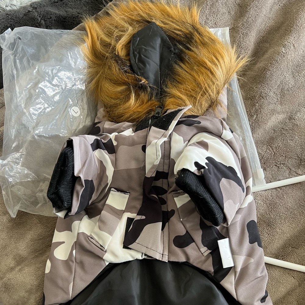 Brand new size large down filled dog coat